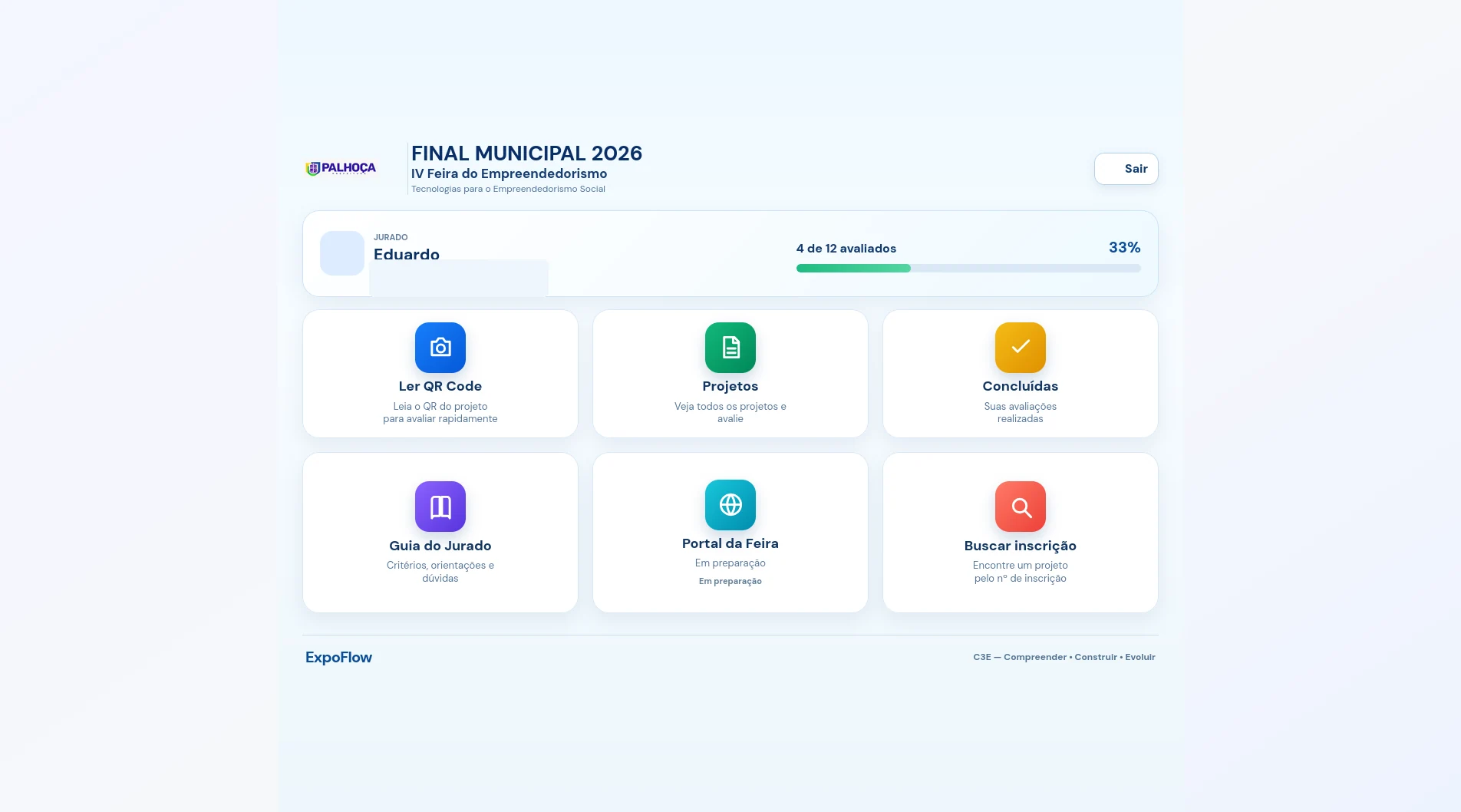 Portal do Jurado com ferramentas de avaliação e consulta